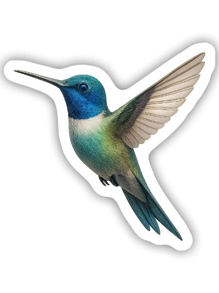 Kolibri – Leichtigkeit in Farben - Sticker Größe S (10 x 10 cm) - Mattweiß - Vorne