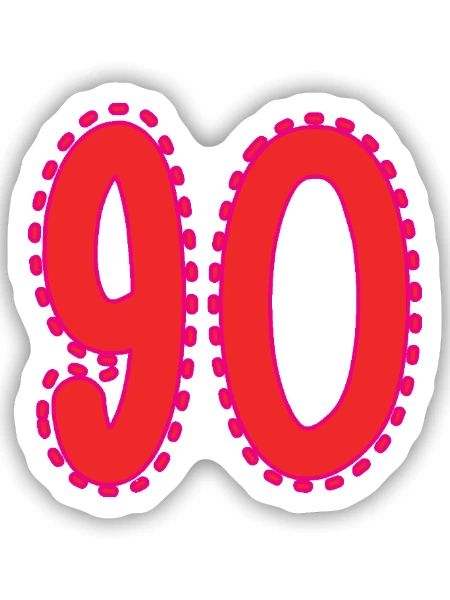 90. 90 ANS. 90e ANNIVERSAIRE. ANNIVERSAIRE 90 ANS. - Sticker taille S (10 x 10 cm) - blanc mat - Devant