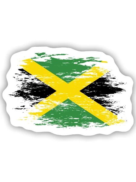 Drapeau de la Jamaïque utilisé - Sticker taille S (10 x 10 cm) - blanc mat - Devant