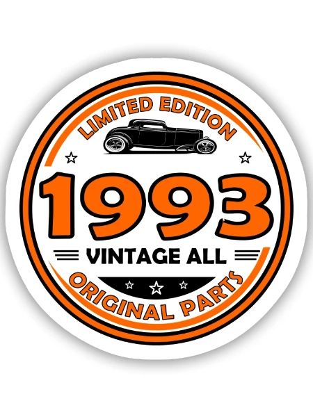 Jahrgang 1993 - Sticker Größe S (10 x 10 cm) - Mattweiß - Vorne