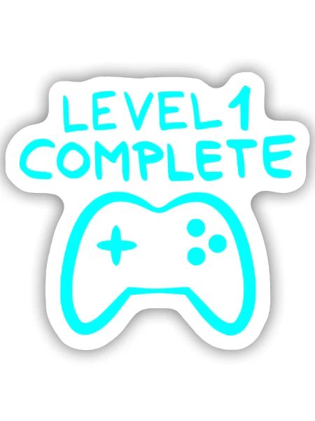 Level 1 complete 1 Geburtstag Spielkonsole - Sticker Größe S (10 x 10 cm) - Mattweiß - Vorne