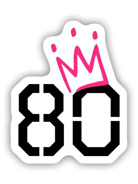 80. Geburtstag - 80 Krone - 80 Jahre alt - Sticker Größe S (10 x 10 cm) - Mattweiß - Vorne