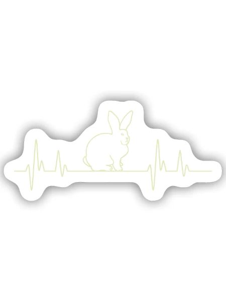 Heartbeat Hase - Sticker Größe S (10 x 10 cm) - Mattweiß - Vorne