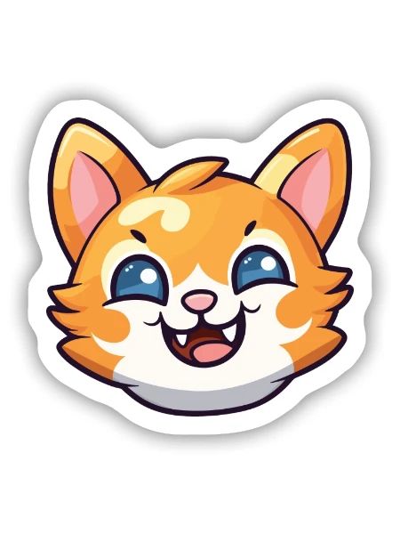 Bambino Katze Cartoon Aquarell Illustration - Sticker Größe S (10 x 10 cm) - Mattweiß - Vorne