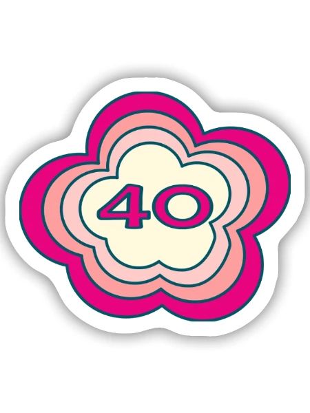 40. 40 JAHRE. 40-JÄHRIGES JUBILÄUM. GEBURTSTAG 40 JAHRE. - Sticker Größe S (10 x 10 cm) - Mattweiß - Vorne