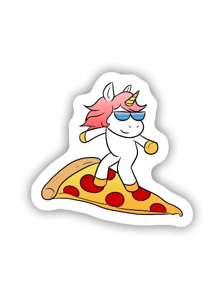 Pizza Unicorn - Sticker Größe S (10 x 10 cm) - Mattweiß - Vorne