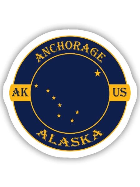 Anchorage Alaska Flagge USA Reise Souvenir Abzeichen - Sticker Größe S (10 x 10 cm) - Mattweiß - Vorne