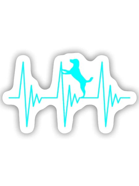 Hund EKG Liebe - Sticker Größe S (10 x 10 cm) - Mattweiß - Vorne
