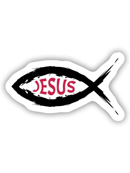 Fisch Symbol Jesus Religion - Sticker Größe S (10 x 10 cm) - Mattweiß - Vorne