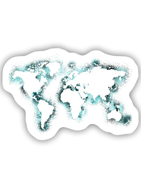 Weltkarte - Sticker Größe S (10 x 10 cm) - Mattweiß - Vorne