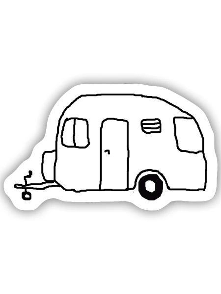 wohnwagen zeichnung - Sticker Größe S (10 x 10 cm) - Mattweiß - Vorne