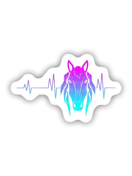 Pferd Herzschlag - Sticker Größe S (10 x 10 cm) - Mattweiß - Vorne