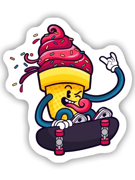 Schlittschuh - Sticker Größe S (10 x 10 cm) - Mattweiß - Vorne