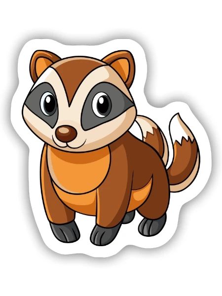 Dachs Niedliches Maskottchen Zeichentrickfigur Kawaii - Sticker Größe S (10 x 10 cm) - Mattweiß - Vorne