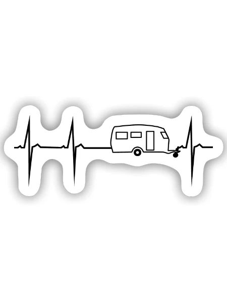 herzschlag wohnwagen - Sticker Größe S (10 x 10 cm) - Mattweiß - Vorne