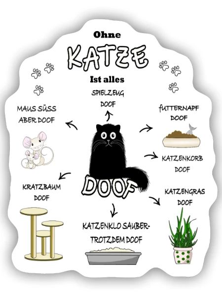 Katze Cat Kitten Kater Kätzchen Katzen schwarz - Sticker Größe S (10 x 10 cm) - Mattweiß - Vorne