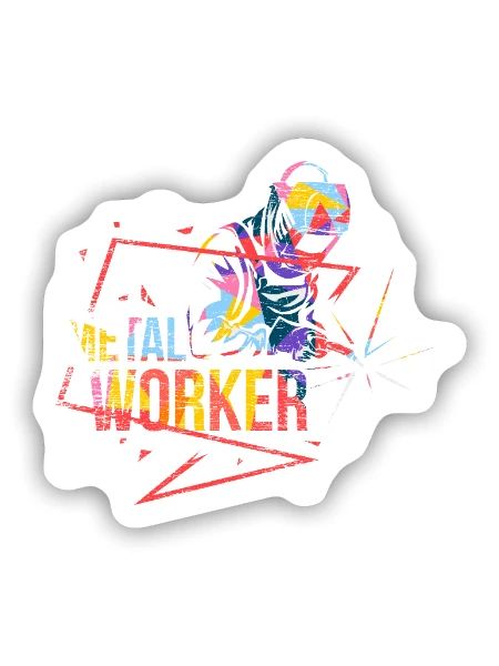 Robuster Metallbauer Blecharbeit - Sticker Größe S (10 x 10 cm) - Mattweiß - Vorne