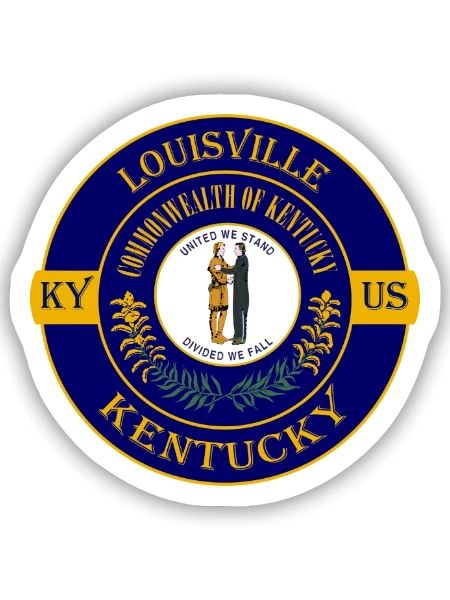 Louisville Kentucky Flagge USA Reise Souvenir Abzeichen - Sticker Größe S (10 x 10 cm) - Mattweiß - Vorne