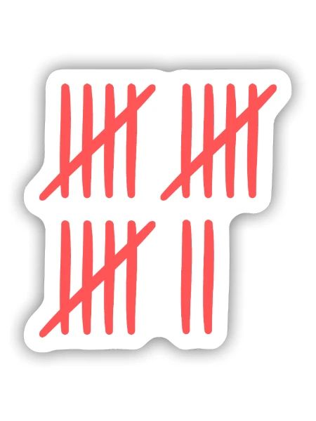 Strichliste 17 Jahre alt - Sticker Größe S (10 x 10 cm) - Mattweiß - Vorne