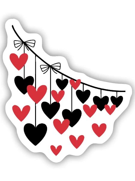 Herzgirlande Viele Herzen - Sticker Größe S (10 x 10 cm) - Mattweiß - Vorne