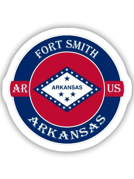 Fort Smith Arkansas Flagge USA Reise Souvenir Abzeichen - Sticker Größe S (10 x 10 cm) - Mattweiß - Vorne