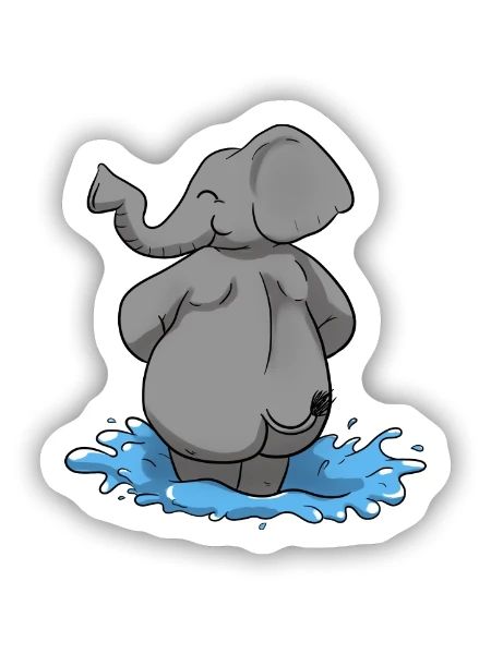 Elefant Wasser Elephant - Sticker Größe S (10 x 10 cm) - Mattweiß - Vorne