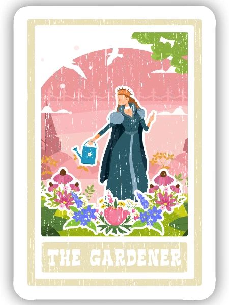 Der Gärtner Tarotkarte Schamane Wahrsagerei - Sticker Größe S (10 x 10 cm) - Mattweiß - Vorne