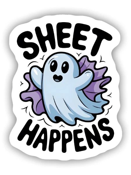 Sheet Happens - Sticker size S (10 x 10 cm) - white matte - Front