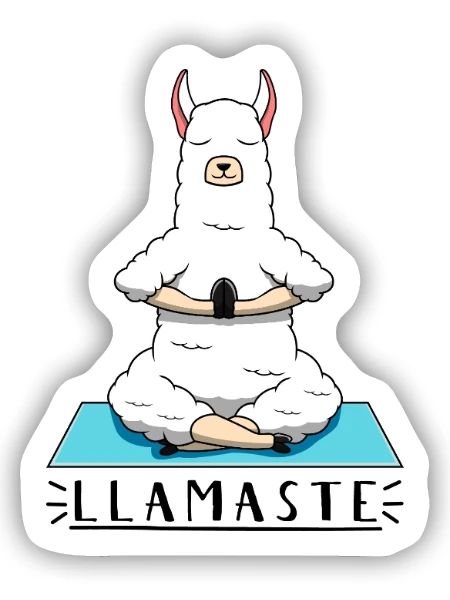 Llama Yoga - Sticker Größe S (10 x 10 cm) - Mattweiß - Vorne