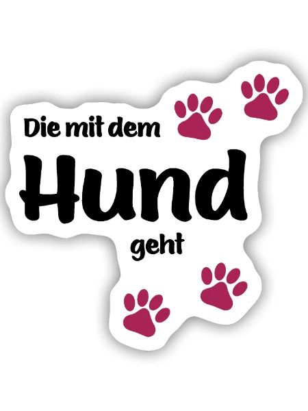 Die Mit Dem Hund Geht - Edition Colored Paw - Sticker Größe S (10 x 10 cm) - Mattweiß - Vorne