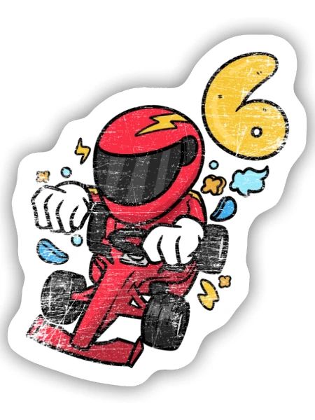 Rasanter Rennfahrer Kindergeburtstag - Sticker Größe S (10 x 10 cm) - Mattweiß - Vorne