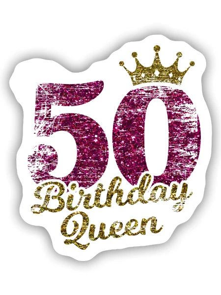 50 Birthday Queen 50. Geburtstag Jahrgang 1970 - Sticker Größe S (10 x 10 cm) - Mattweiß - Vorne