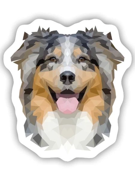 Flinker Australian Shepherd Hütehund - Sticker Größe S (10 x 10 cm) - Mattweiß - Vorne