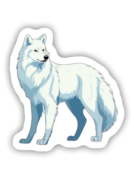 Arktischer Wolf Bunte Aquarell-Karikatur Kawaii Ani - Sticker Größe S (10 x 10 cm) - Mattweiß - Vorne