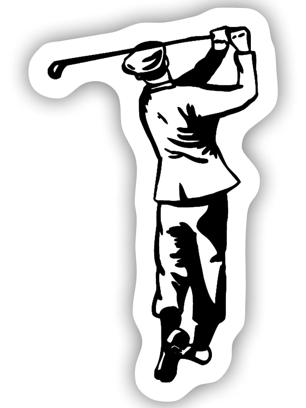 Golf - Golfen - Golfer - Sticker Größe S (10 x 10 cm) - Mattweiß - Vorne