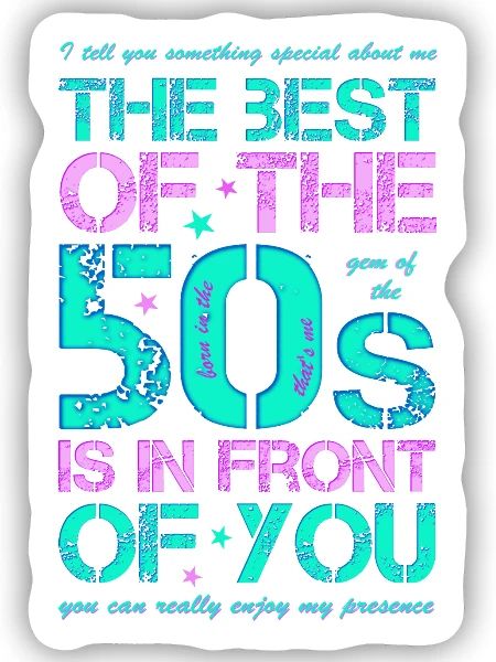 50er Fünfziger 50s 50's - Sticker Größe S (10 x 10 cm) - Mattweiß - Vorne