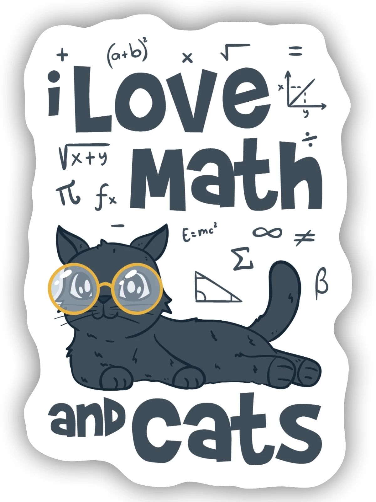 Mathe und Katzen - Sticker Größe S (10 x 10 cm) - Mattweiß - Vorne