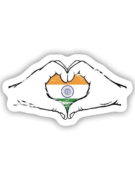 Indien Flagge Herzform used - Sticker Größe S (10 x 10 cm) - Mattweiß - Vorne