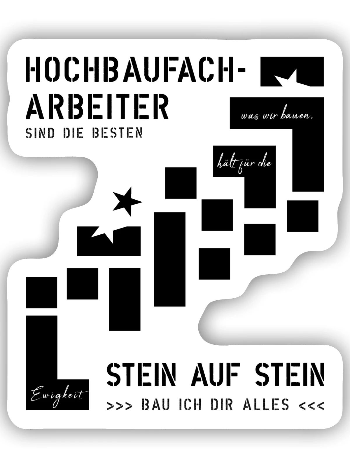 Hochbaufacharbeiter Maurer - Sticker Größe S (10 x 10 cm) - Mattweiß - Vorne