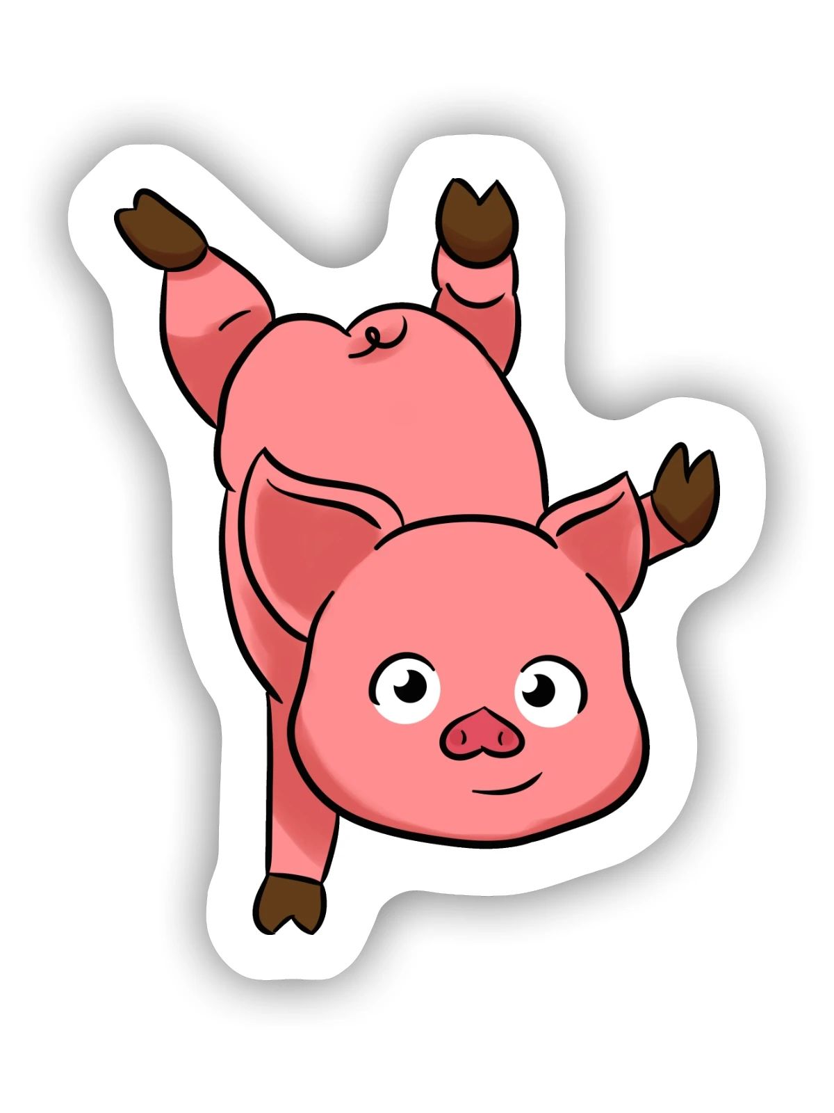 Pig Handstand - Sticker Größe S (10 x 10 cm) - Mattweiß - Vorne