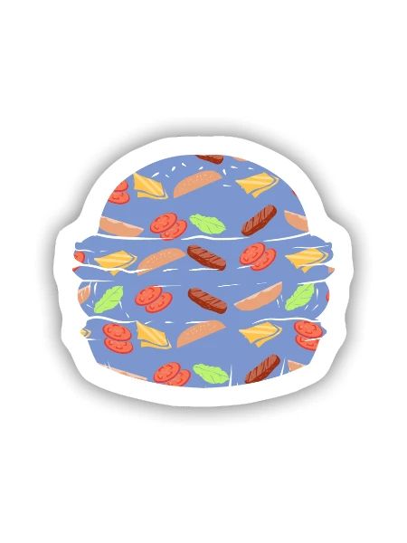 Burger Muster bunt Fast Food - Sticker Größe S (10 x 10 cm) - Mattweiß - Vorne