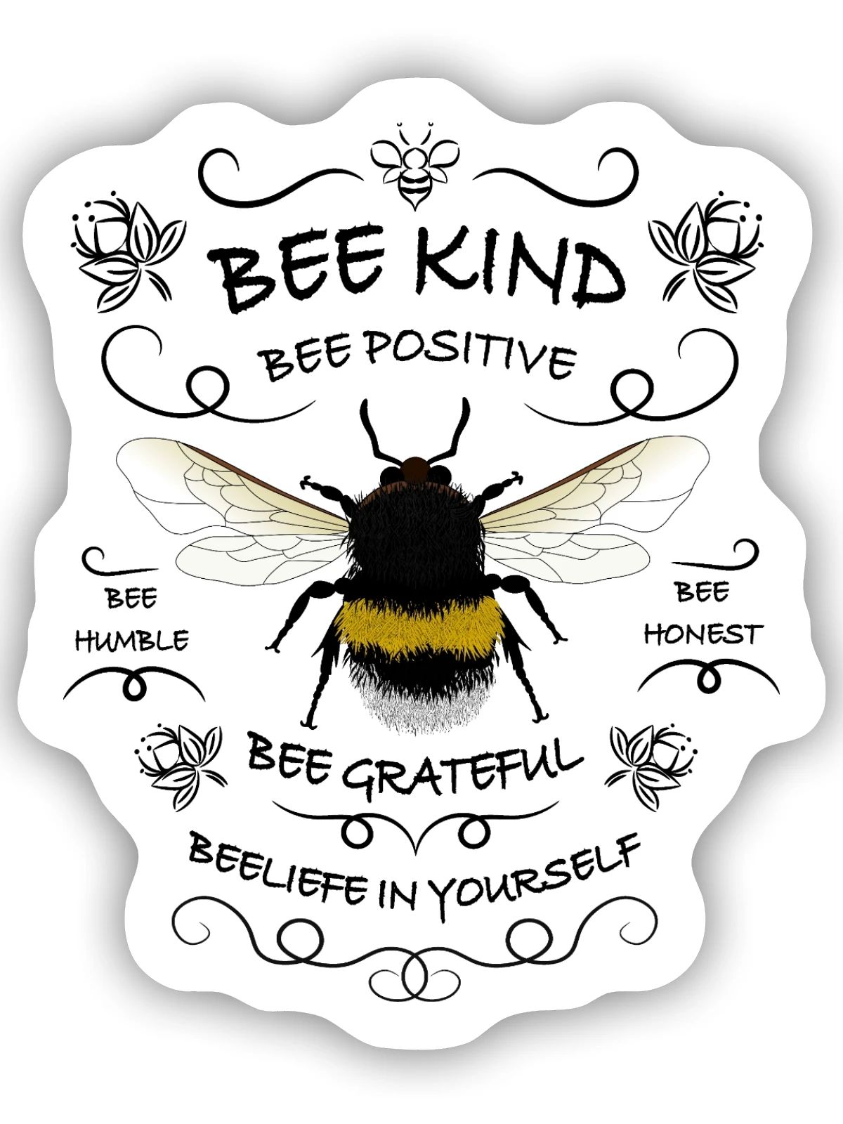 Bee Beautyful - Sticker Größe S (10 x 10 cm) - Mattweiß - Vorne