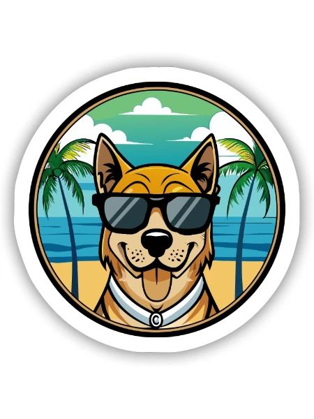 Cao De Castro Laboreiro Hunderasse Cartoon Strand - Sticker Größe S (10 x 10 cm) - Mattweiß - Vorne