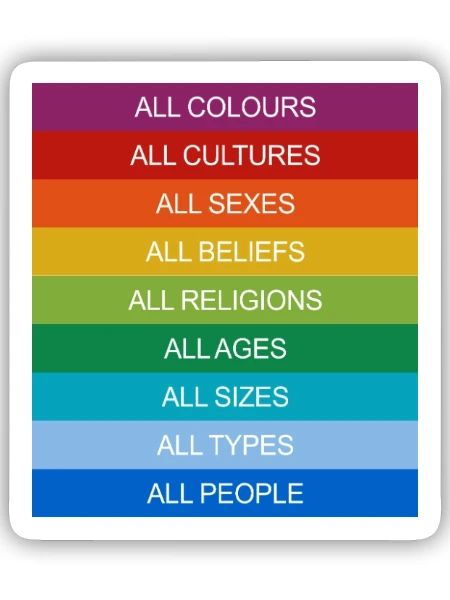 Tolerance Equality Inclusion Tolerance Pride Queer - Sticker size S (10 x 10 cm) - white matte - Front