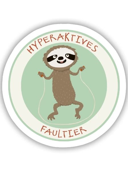hyperaktiv Faultier - Sticker Größe S (10 x 10 cm) - Mattweiß - Vorne