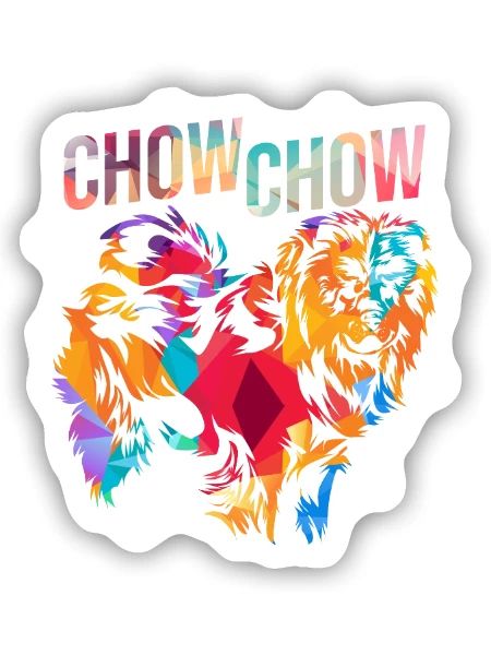 Plüschiger Chow Chow Familienhund - Sticker Größe S (10 x 10 cm) - Mattweiß - Vorne