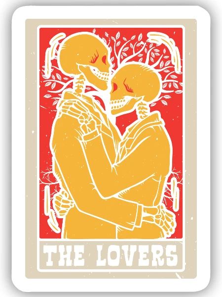 Die Liebenden Tarotkarte Schamane Wahrsagerei - Sticker Größe S (10 x 10 cm) - Mattweiß - Vorne