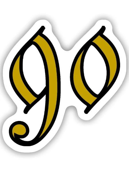 90. 90 ANS. 90e ANNIVERSAIRE. ANNIVERSAIRE 90 ANS. - Sticker taille S (10 x 10 cm) - blanc mat - Devant