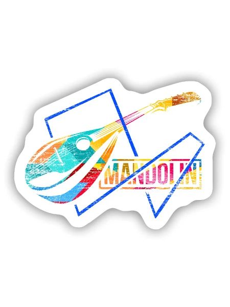 Klassische Mandoline Zupfmusik - Sticker Größe S (10 x 10 cm) - Mattweiß - Vorne