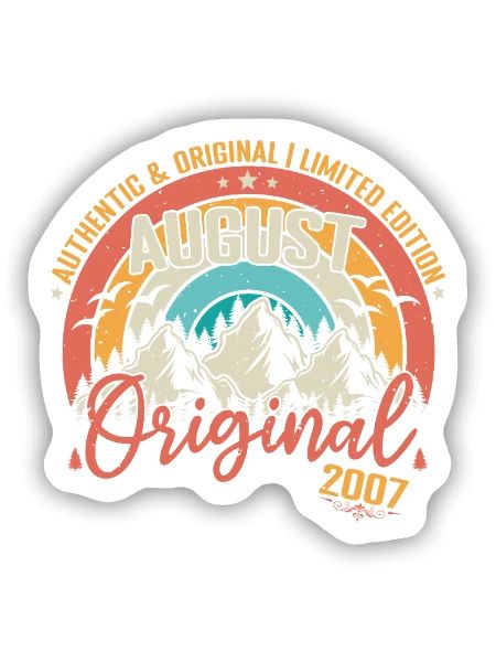 August 2007 August Geburtstag 2007 August - Sticker Größe S (10 x 10 cm) - Mattweiß - Vorne